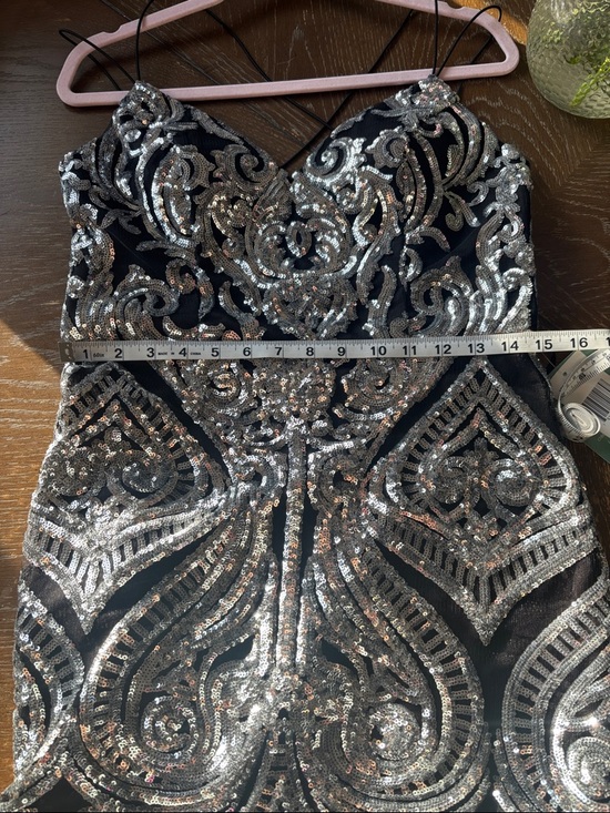 B. smart Black & Silver Sequins Strappy Party mini Dress - Picture 14 of 16
